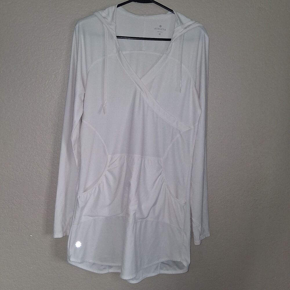 Athleta Wick It Wader Hooded Swim Dress Cover Up M Athleisure Beach Resort